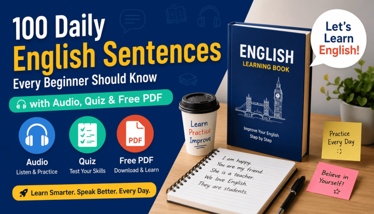 100 Daily English Sentences Every Beginner Should Know (With Audio, Quiz & PDF)
