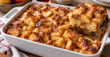 Apple Cinnamon Baked French Toast Casserole served fresh with the ingredients described in the recipe