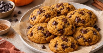 Soft Pumpkin Chocolate Chip Cookies served fresh with the ingredients described in the recipe